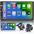 7 Double Din Touch Screen Car Radio with Apple Carplay,7 Inch Bluetooth Car Stereo with Backup Camera, FM Steering Wheel Controls,Mirror Link