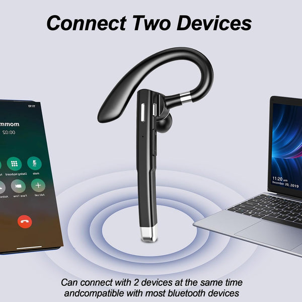 Bluetooth Headset,Wireless Bluetooth Earpiece with 500mAh Charging Case 80 Hours Talking Time，V5.1 Hands-Free Earphones with Built-in Mic for