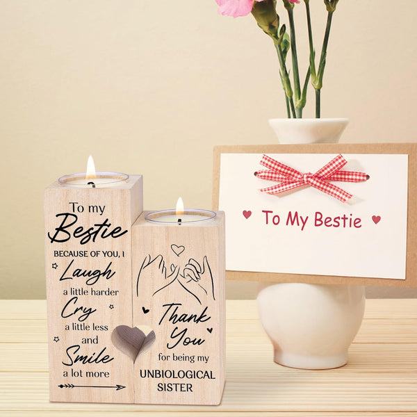 Double-Sided Printing - to My Bestie Because of You I Laugh a Little Harder Thank You for Being My Unbiological Sisters Personalized Friendship