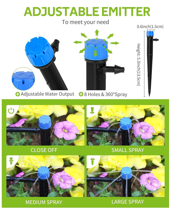 HIRALIY 50ft Drip Irrigation Kit Plant Watering System 8x5mm Blank Distribution Tubing DIY Automatic Irrigation Equipment Set for Garden