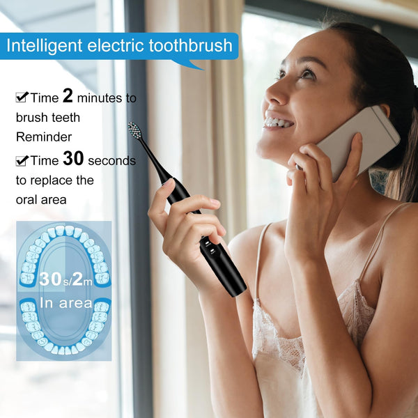 kingheroes Electric Toothbrush Set, Comes with 8 Brush Heads & Travel Case,4 Modes with 2 Minutes Built in Smart Timer, One Charge for 60 Days,