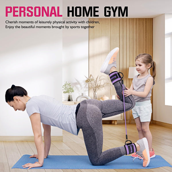 Ayombo Ankle Resistance Bands with Cuffs, Home Gym Workout Equipment, Lifting Glute Butt Exercise Equipment for Women, Ankle Weights Fitness Set,