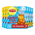 Lipton Family-Sized Black Iced Tea Bags, Southern Sweet Tea 22 Ct (Pack of 6)