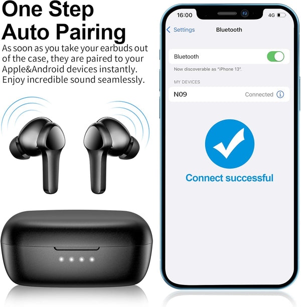 Wireless Earbuds,Bluetooth 5.3 Ear Buds Immersive Sound Hi-Fi Stereo IPX8 Waterproof Headsets Premium Deep Bass Headphones with 4 Mics Call Noise