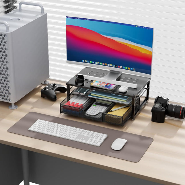 gianotter Computer Monitor Stand Riser, Desk Organizers and Accessories with Drawer, Office Desk Accessories & Workspace