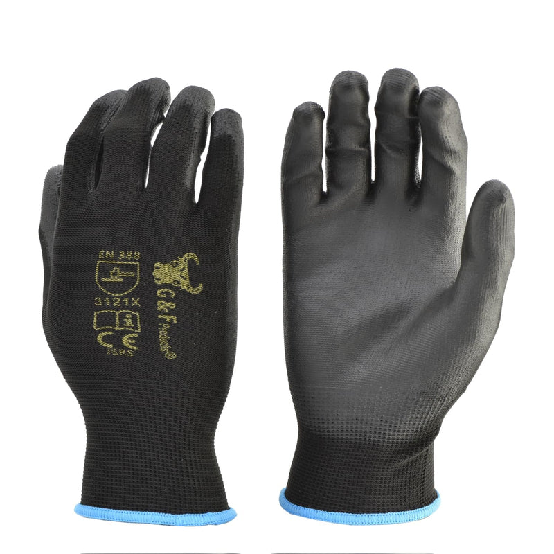 G & F Work Gloves for Men, Lightweight Grip, Polyurethane Coated, Touchscreen Compatible, Flexible & Breathable, Durable Construction, Ideal for