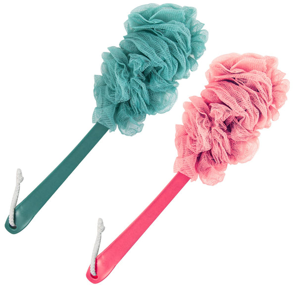 Evmliy Back Scrubber for Shower, Loofah Sponge Brush Exfoliating Body, Long Handle Scrub Brush for Shower with Loofah on a Stick for Back Use,