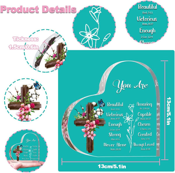JUNQIU Christian Gifts For Women, Religious Gifts, Hearts Christian Plaques | Inspirational Gifts For Women, Bible Verse, Biblical, Cross, Faith,
