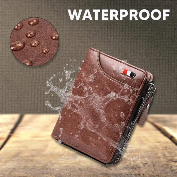 2023 New Multi-Functional RFID Blocking Waterproof Durable PU Leather Wallet, Large Capacity Zipper Wallets for Men Holds 1-14 Cards, Soft Slim