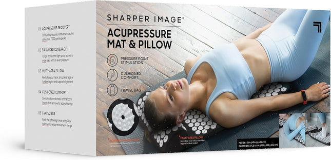Sharper Image® Acupressure Mat & Pillow Set with Travel Bag for Full Body Muscle