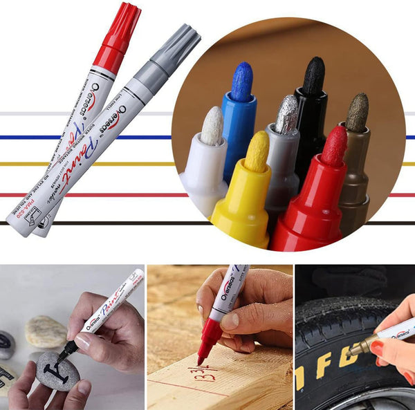 TFIVE 12 Colors Paint Pens Paint Markers, Oil Based Permanent Markers 1 Count (Pack of 12)