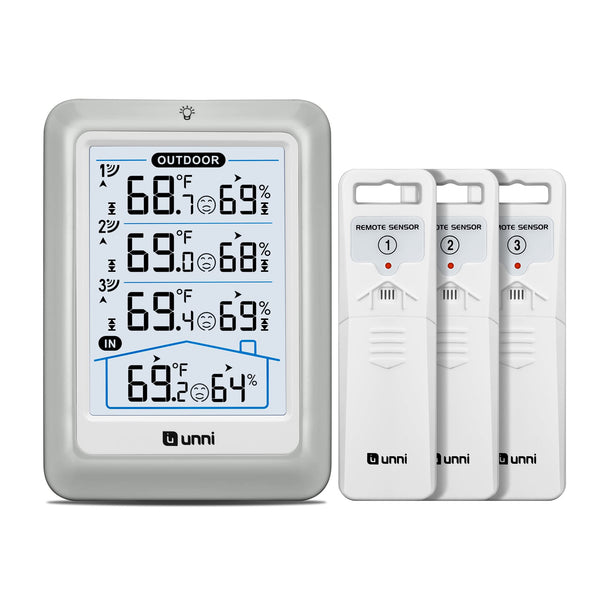 Indoor Outdoor Thermometer Wireless, 4.5 Inch Display Digital Hygrometer Thermometer Temperature Humidity Monitor with 330ft Range Sensor and