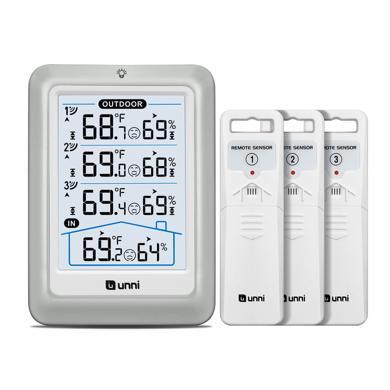 Indoor Outdoor Thermometer Wireless, 4.5 Inch Display Digital Hygrometer Thermometer Temperature Humidity Monitor with 330ft Range Sensor and