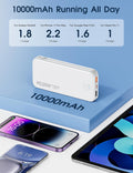 Portable Charger with Built in Cable and AC Wall Plug, USB C Power Bank 12000Mah 22.5W Super Fast Charging, Lightweight Portable Phone Charger