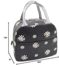 Sonuimy Insulated Lunch Bag Women, Reusable Cute Tote Lunch Box Black/White Black with White Daisy