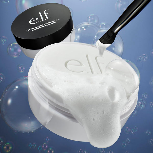 E.L.F. Clean Queen Solid Brush & Sponge Cleaner, Cleanses Face & Eye Makeup Brushes & Sponges, Nourishing, Non-Damaging Formula, Vegan & Cruelty-Free