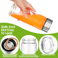 8 Pcs 16 oz Wide Mouth Glass Water Bottles Reusable Glass Juice Bottles with Lids Leakproof Juicing Jars with Silver Lids for Fridge Milk Juicing