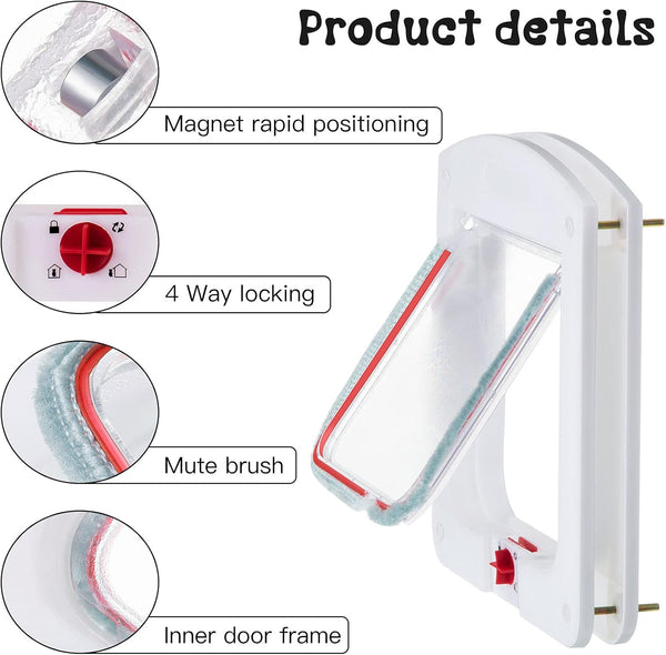 Saintrygo Pet Door for Cats and Dog Cat Flap Door Interior Exterior Cat Weatherproof Pet 4-Way Rotary Lock for Cats Doggie Kittens, 8 X 8.6 Inches