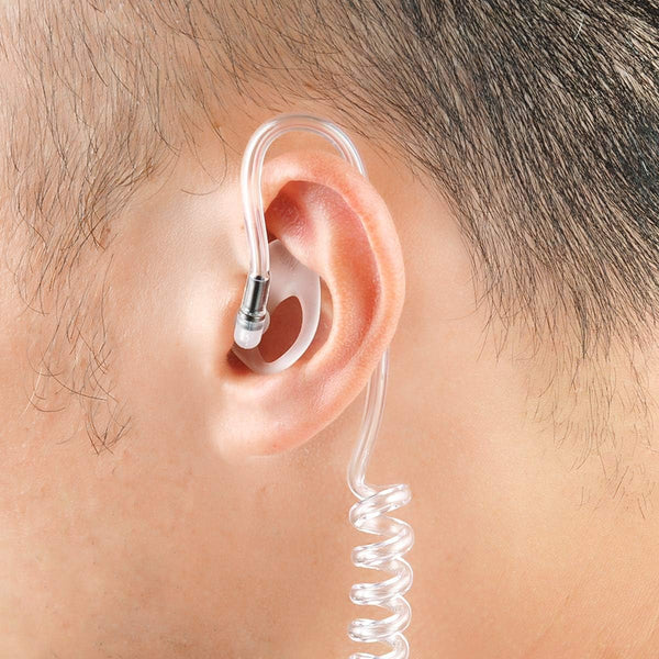Two Way Radio Ear Mold Replacement Soft Silicone Ear Insert for Acoustic Coil Tube Earpiece (Transparent, 5 Pair Medium)