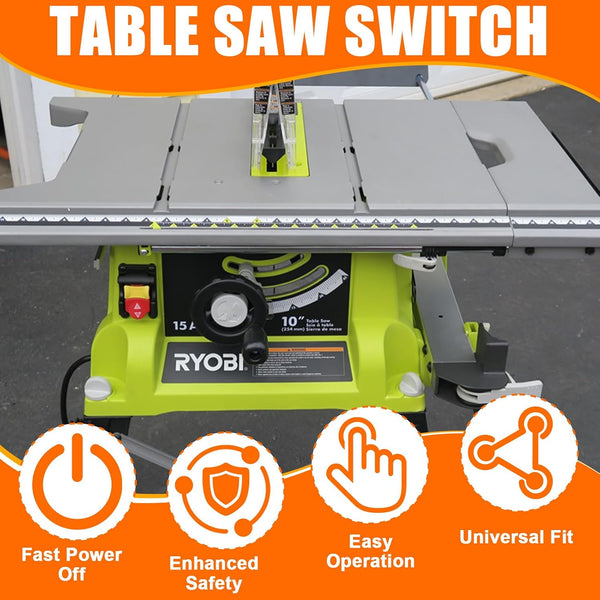 Table Saw Switch Replacement Compatible with Ryobi and Craftsman, Paddle On/Off Switch for Table Saw 125V/250V