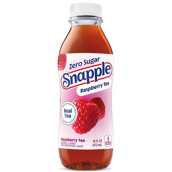 Snapple Zero Sugar Raspberry Tea, 16 fl oz recycled plastic bottle, Pack of 12 Zero Sugar Raspberry 16 Fl Oz (Pack of 12)