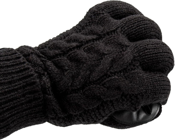 isotoner Women's Touchscreen Cable Knit Sherpasoft Gloves One Size Black