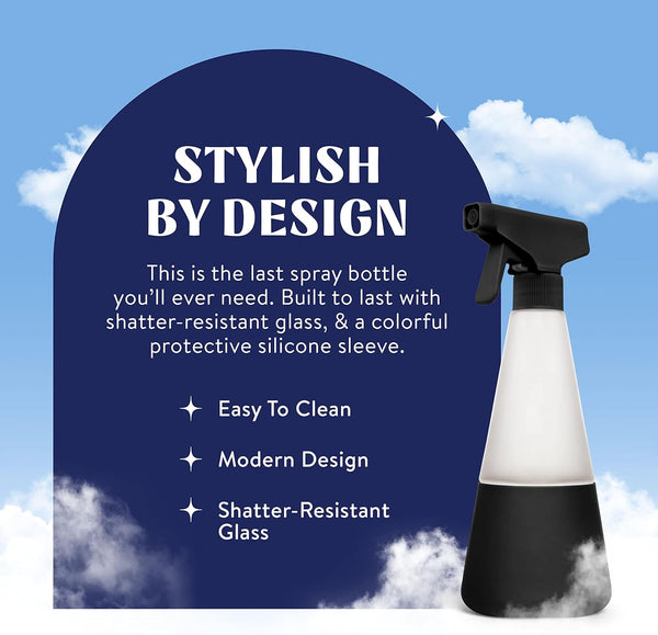 Cleancult Glass Spray Bottles (16Oz, 2 Pack) - Refillable All Purpose Cleaning Spray Bottle - Bpa-Free Plastic Nozzle & Non Slip Silicone Sleeve -