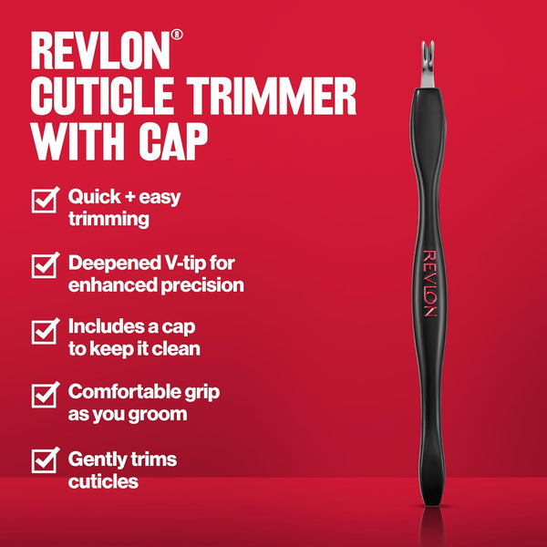 Revlon Cuticle Trimmer With Cap, High Precision V-Tip and Comfortable Grip for Gentle and Easy Trimming, 1 Count 1 Count (Pack of 1)