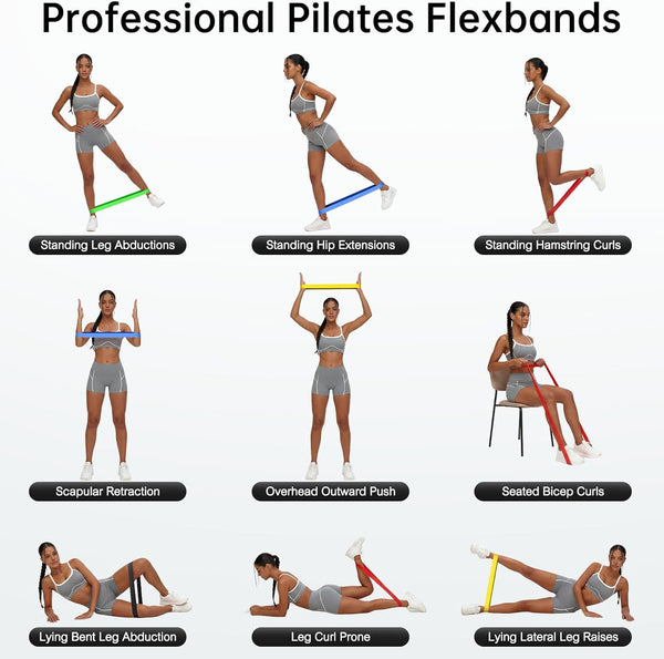 Resistance Bands for Working Out, Elastic Exercice Loop Bands for Physical Therapy, Yoga Starter Set of Stretch Bands for Booty Legs, Pilates