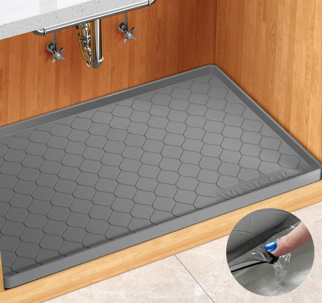 Silicone under Sink Mat 34" X 22", Kitchen Essentials and Gadgets, Shelf Liner and Cabinet Protector, Home Organizers an