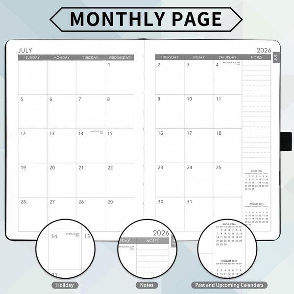 2025-2026 Planner - Academic Planner 2025-2026, 2025-2026 Weekly Monthly Planner, July 2025 - June 2026, 5.7'' X 8.4'', Thick Paper, Leather