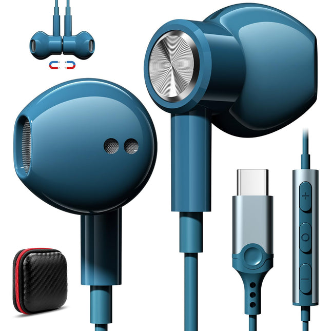 USB C Headphones with Microphone for iPhone 17 Pro Max 17e 16e 16 15 Plus,Type-C Headphones for Google Pixel 10a Wired E