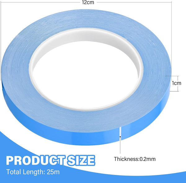 Thermal Adhesive Tape, 25m x 10mm x 0.20mm Double Side Thermal Tapes Cooling Heatsink Pad Apply to LED, IGBT IC Chip Computer CPU GPU Modules MOS