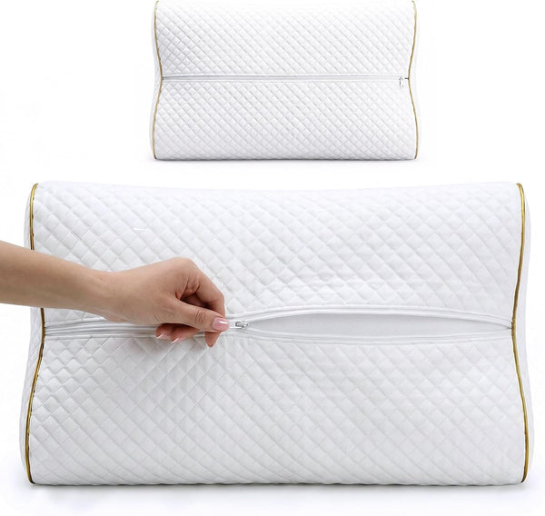 Royal Therapy Memory Foam Pillow, Queen Neck Pain Relief, Contour Cervical Pillow, for Neck and Shoulder Pain, Side, Back and Stomach Sleeper