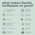 Davids Fluoride Free Toothpaste, Teeth Whitening, Antiplaque, SLS (Sulfate) Free, Promotes Enamel Health, Mouth & Gum Detox, EWG Verified,