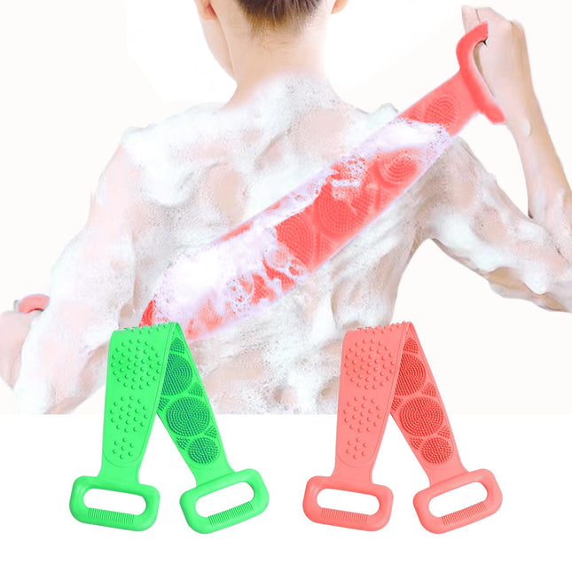 Back Scrubber for Shower,2 Pcs Silicone Back Scrubber for Shower, Silicone Exfoliating Bath Body Brush with Handle for M