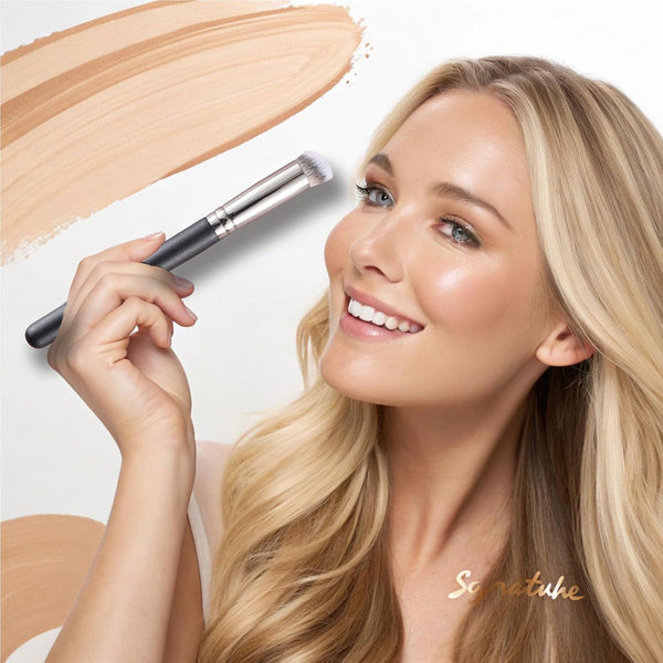 ENERGY Concealer Brush under Eye Mini Angled Flat Top Kabuki Nose Contour Brush for Concealing Blending Setting Buffing with Powder Liquid Cream