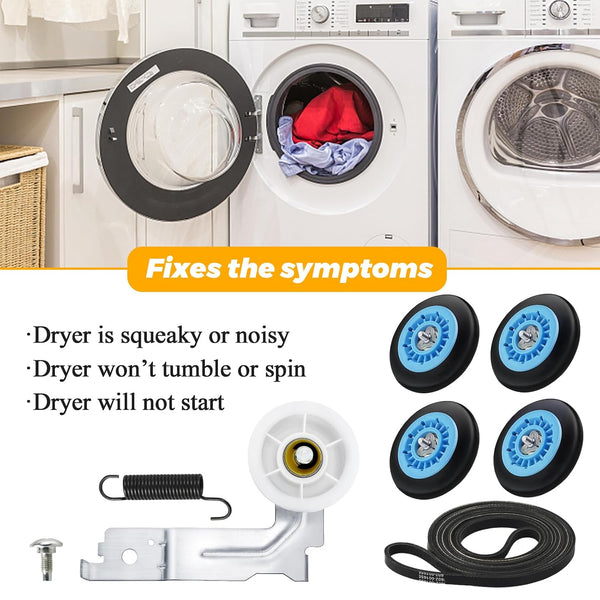Dryer Repair Kit Fit for Samsung DV42H5000EW/A3 DV45H7000EW/A2 DV42H5200EP/A3 DV40J3000EW/A2, Includes DC97-16782A Samsung Dryer Roller,