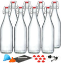 8 Pack [1 Liter / 33 Fl. Oz.] Swing Top Glass Bottles W/ Airtight Stopper Lids â Flip Top Brewing Bottle for Fermentation, Kombucha, Mead,