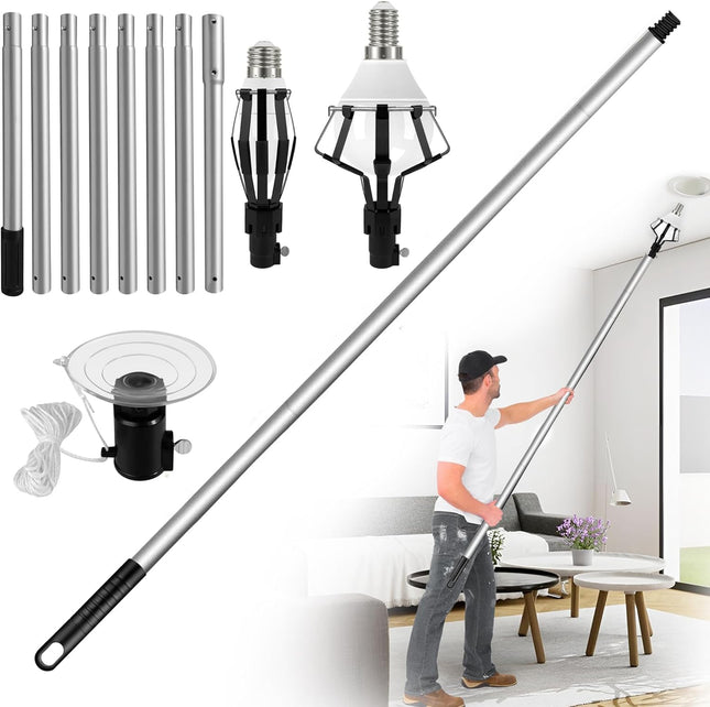 Light Bulb Changer for High Ceilings - Light Bulb Changer with Extension Pole Light Bulb Changer with Baskets and Suctio