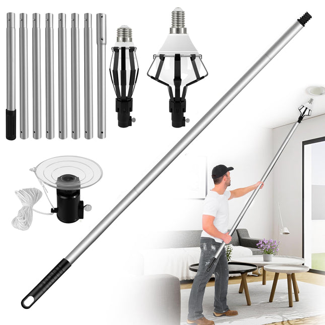 Light Bulb Changer for High Ceilings - Light Bulb Changer with Extension Pole Light Bulb Changer with Baskets and Suctio