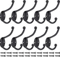 ZEYU Wall Hooks,10Pcs Coat Hooks Hardware Towel Hooks for Hanging Coats Double No Rust Black Robe Hooks Wall Mounted with Screws for Key, Towel,