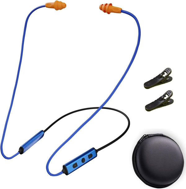 Ear Plugs Bluetooth Headphones for Work, Neckband Wireless Earbuds, Noise Reduction In-Ear Earphones with Mic and Controls, Waterproof Earbuds