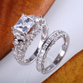 Jeulia Skull Engagement Ring Sets Sterling Silver Promise Eternity Band Rings Diamond Princess Cut with Cubic Zirconia Wedding Engagement