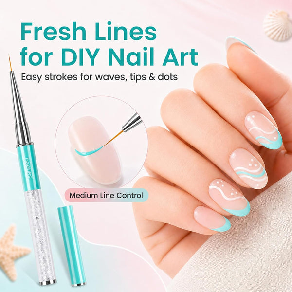 Beetles Gel Polish Nail Art Liner Brushes 5Pcs Painting Art Design Pen Set | Diamond Application Rhinestone Handle Dotting Drawing Sizes 5 7 9 11
