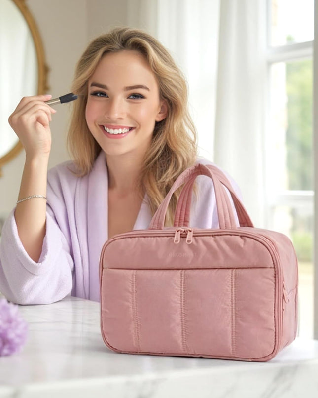 BAGSMART Travel Toiletry Bag, Puffy Large Toiletry Bag for Women, Lightweight Co