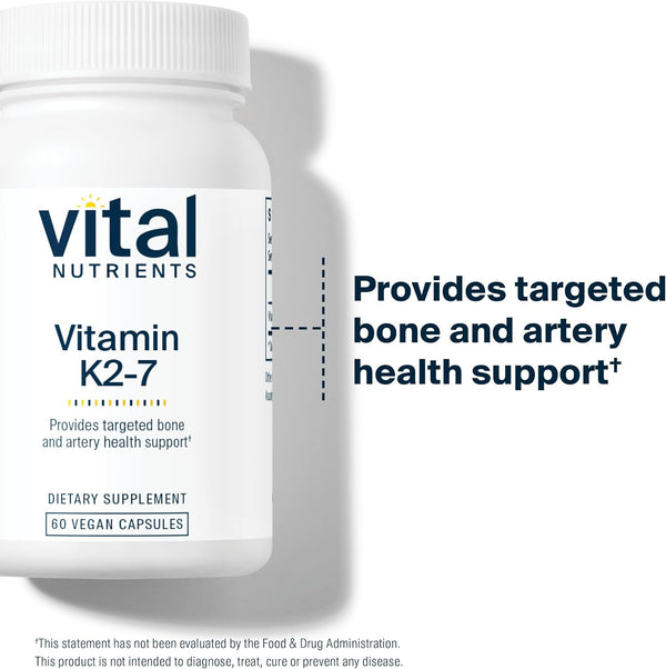 Vital Nutrients Vitamin K2-7 | Promotes Cardiovascular, Heart, Bone Health* | Vitamin K2 + MK7 | Vegan Vitamin K Supplement | Gluten, Dairy, Soy