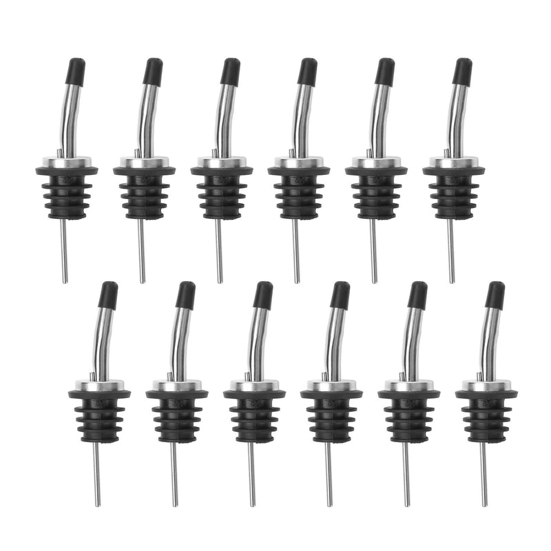 AOZITA 12 Pack Classic Bottle Pourers, Stainless Steel Liquor Pour Spouts Tapered Spout - Liquor Pourers with Rubber Dust Caps for Alcohol, Olive