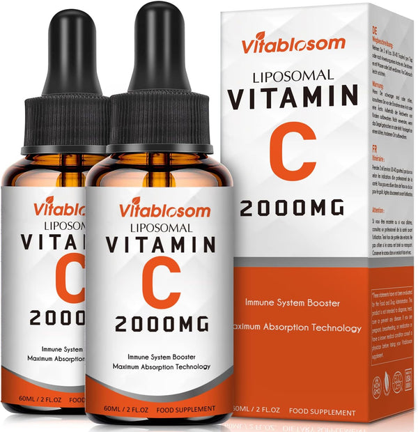 Liposomal Vitamin C 2000Mg Liquid for Adults, High Absorption VIT C, Maximize Vitamin C, for Immune System & Antioxidant, 60ML (2 Bottles)