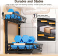 Sevenblue 2 Pack Under Sink Organizer, Under Bathroom Cabinet Organizer with Hooks Hanging Cup, Multi-Purpose Storage Shelf for Kitchen Bathroom,